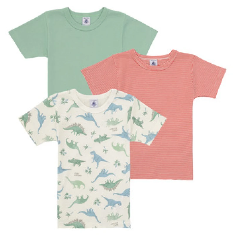 Image of Pack of 3 T-Shirts with Short Sleeves in Cotton