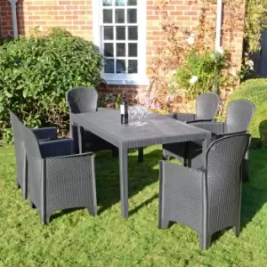 Image of Europa Salerno Grey Dining Table With 6 Sicily Chairs Dining Set