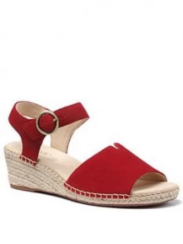 Hotter Fiji Wedge Ankle Strap Sandals - Red