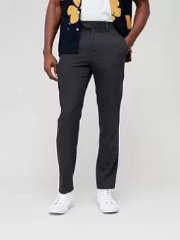 Image of Farah Adjustable Waist Smart Trousers - Charcoal, Size 32, Inside Leg Short, Men