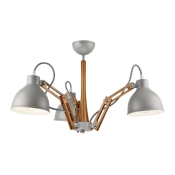 Lamkur Lighting - Marcello Adjustable Multi Arm Pendant Ceiling Light Rustic, 3x E27