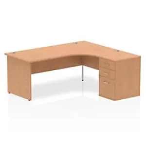 Image of Dynamic Wave Right Hand Office Desk Oak MFC Panel End Leg Walnut Colour Frame Impulse 1800 x 1200 x 730 mm