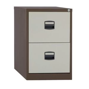 image of Trexus Filing Cabinet Steel Lockable 2 Drawer W470xD622xH711mm Brown and Cream