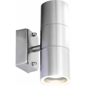 Image of Globo Outdoor Light stainless steel, glass clear, IP44, o: 60mm, H: 165mm, AL: 104mm, incl. 2x GU10 LED 4.9W 230V, 345lm Source, 300lm Output, 3000K