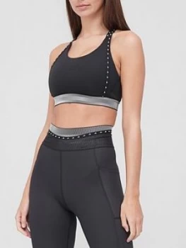 Image of adidas Medium Support Premium Logo Don't Rest Sports Bra - Black Size M Women