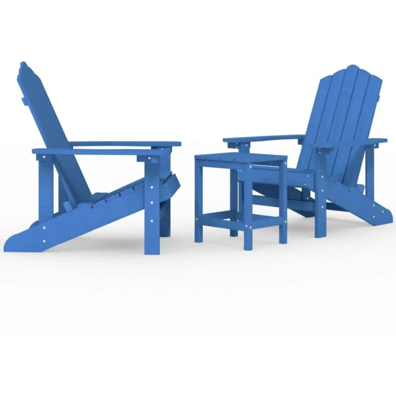 Image of VIDAXL Garden Adirondack Chairs with Table hdpe Aqua Blue Vidaxl 8720286847268