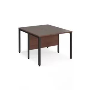 image of Office Desk 2 Person Rectangular Desk 1000mm Walnut Tops With Black Frames 1200mm Depth Maestro 25