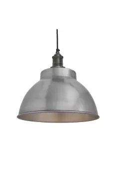 image of Brooklyn Dome Pendant, 13 Inch, Light Pewter, Pewter Holder