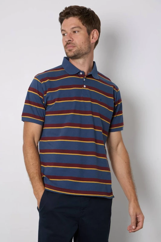 Image of Debenhams Debenhams Men Navy College Stripe Polo Shirt Size: 3X-Large Navy 3X-Large Male 5045742721443