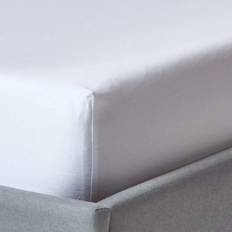Image of Homescapes White Organic Cotton Deep Fitted Sheet 18" 400 Thread Count, Single