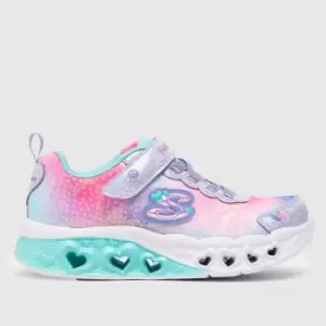 SKECHERS Multi Flutter Heart Lights Girls Junior Trainers