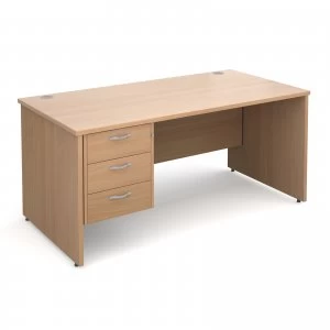 Image of Maestro 25 PL Straight Desk With 3 Drawer Pedestal 1600mm - Beech pane
