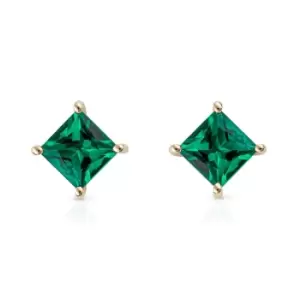 image of JG Fine Jewellery 9ct Gold Princess Cut Emerald Stud Earrings