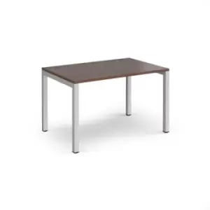 image of Bench Desk Single Person Starter Rectangular Desk 1200mm Walnut Tops With Silver Frames 1600mm Depth Connex