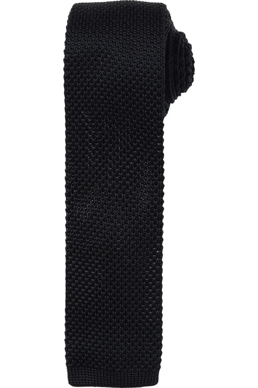Image of Premier Premier Slim Knitted Tie in Black One Size Unisex 5063425961399