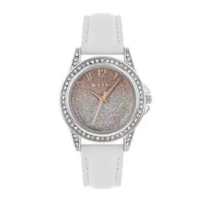 image of Tikkers Girls White PU Strap Ombre Shimmer Dial Watch TK0190