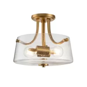 image of Quoizel Hollister Bowl Semi Flush Ceiling Light Brushed Brass