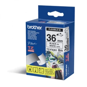 Image of Brother TZE-FX261 P-touch Black on White Tape 36mm x 8m