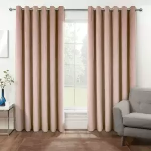 Image of Thermal 100% Blackout Pink Velvet Curtains, 117 x 137cm (46 x 54) - Pink - Homescapes