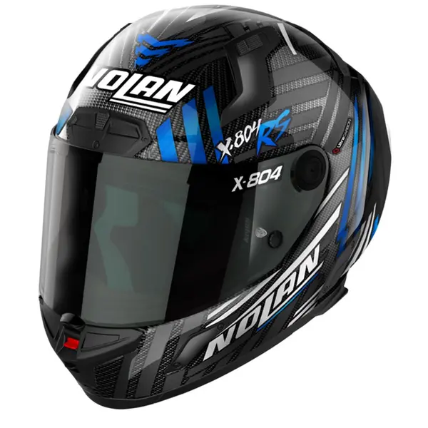 Image of Nolan X-804 RS Ultra Carbon Spectre 020 White Chrome Blue Full Face Helmet Size S
