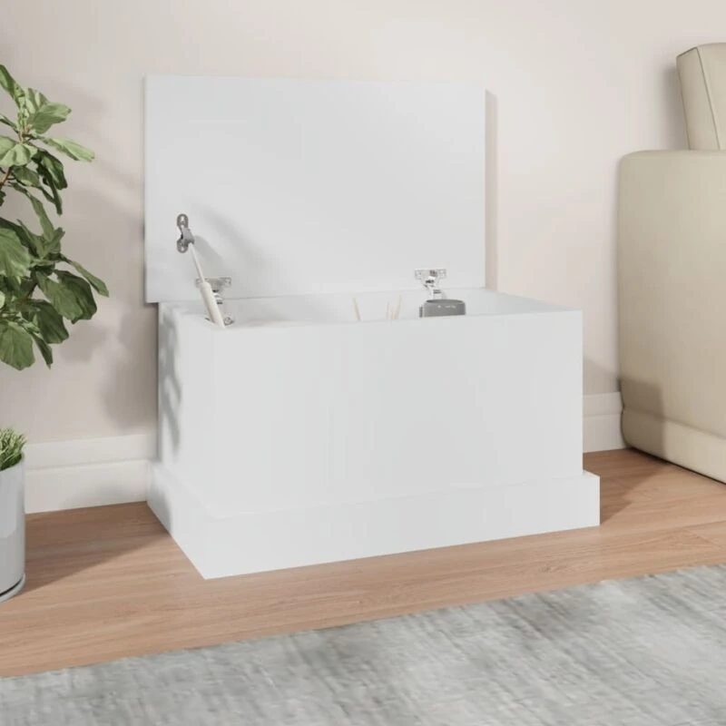 Image of vidaXL Storage Box White 50x30x28cm Engineered Wood, White 816496