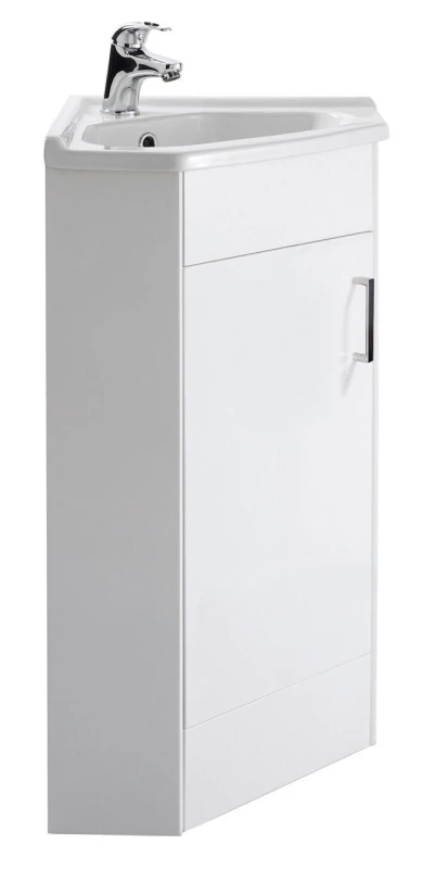Image of Balterley Gloss White Free Standing 1 Door Corner Vanity Basin Unit 555mm White