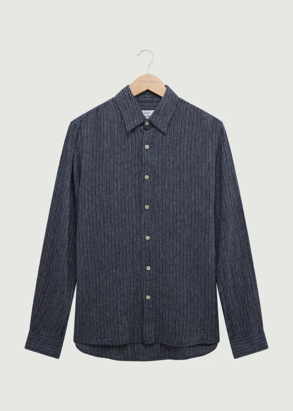 Image of Peter Werth Mens Raymont LS Shirt in Dark Navy Size: Small Dark Navy Male S
