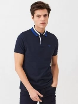 image of Barbour Large Tipped Collar Polo - Navy, Size L, Men