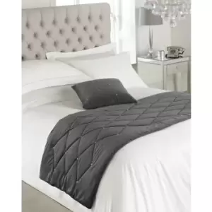 Image of Riva Paoletti New Diamante Bed Runner (70 x 220cm) (Pewter) - Pewter