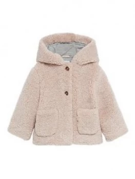 Image of Mango Baby Girls Faux Fur Coat - Pink, Size 3-4 Years