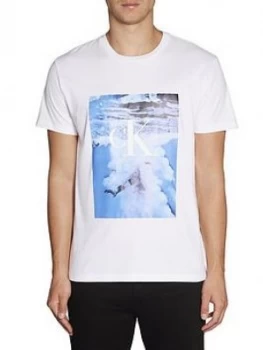 image of Calvin Klein Jeans Wave Photoprint T-Shirt, White Size M Men