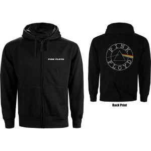 image of Pink Floyd - Circle Logo Unisex Small Zipped Hoodie - Black