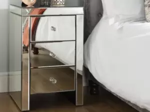 Image of Birlea Seville Mirrored 3 Drawer Bedside Assembled