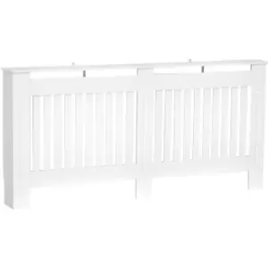 image of Radiator Cover Painted Slatted mdf Cabinet Lined Grill 172x19x81.5cm - White - Homcom