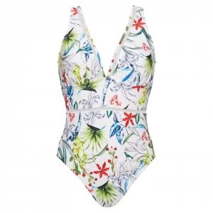 image of Figleaves Non Wired Plunge Swimsuit - WHITE