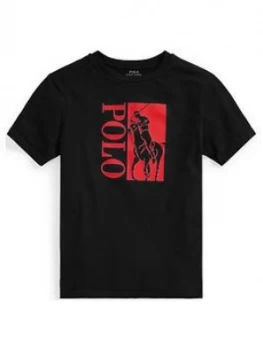 Image of Ralph Lauren Boys Big Pony Polo T-Shirt - Black, Size 10-12 Years, M