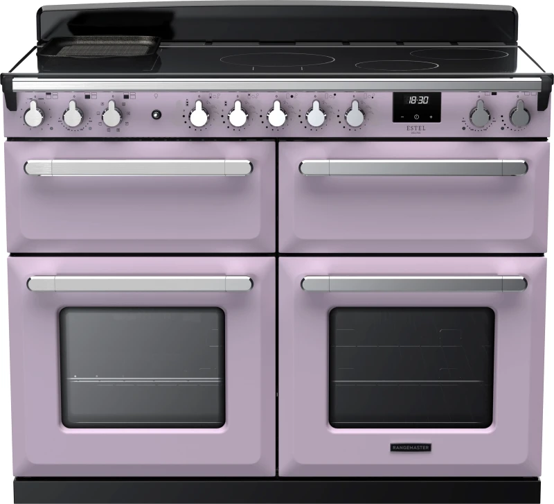 Image of Rangemaster Estel Deluxe ESDLB110EIPHTH/CM1 110cm wide Electric Range Cooker with Induction Hob - Heather / Chrome - A Rated