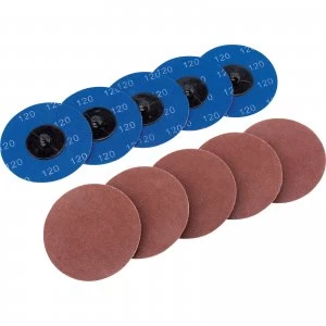 Image of Draper 50mm Diameter Aluminium Oxide Sanding Disc 75mm 120g Pack of 10
