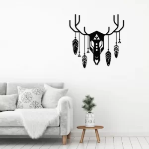 Image of Deer Totem Black Decorative Metal Wall Accessory