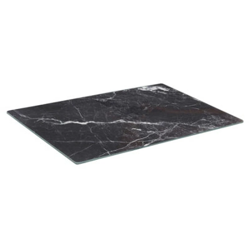 Image of Harbour Housewares Glass Chopping Board - 30 X 20Cm Black Marble Kitchen Dining Place Mats Cutting Mat Worktop Saver For Food Prep