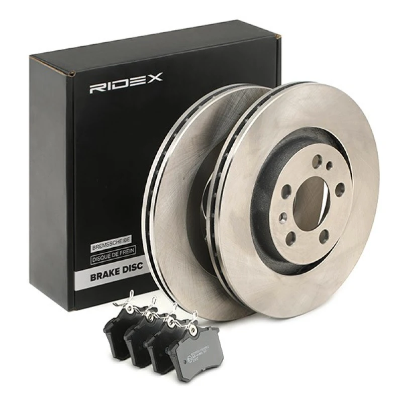 Image of RIDEX 3405B1172 Brake disc and pads set Rear Axle, Brake Disc Type: Vented, not prepared for wear warning indicator Brake Set,disc brakes (3405)