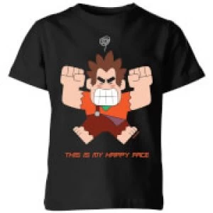 image of Disney Wreck it Ralph This Is My Happy Face Kids T-Shirt - Black - 11-12 Years