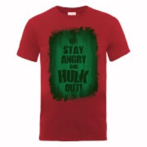 Image of Marvel Avengers Assemble Hulk Stay Angry T-Shirt - Red - L