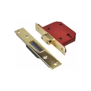 image of StrongBOLT 2103S 3 Lever Mortice Deadlock Polished Brass 81mm 3" Visi - Union