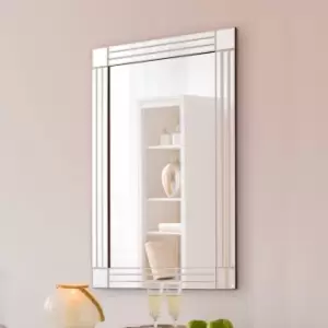 MirrorOutlet Milton All Glass Bevelled Square Corner Wall Mirror 90 X 60 Cm