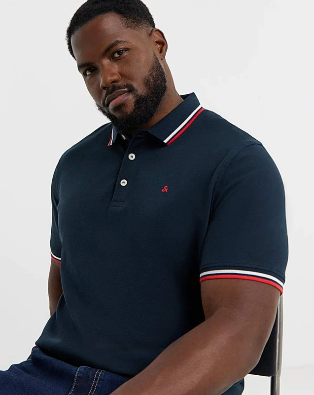 Image of jack & jones Jack & Jones Paulos Tipped Polo - Navy Navy Blazer - JACK & JONES - Size: L(47) Navy Blazer Male L(47) JQ00401