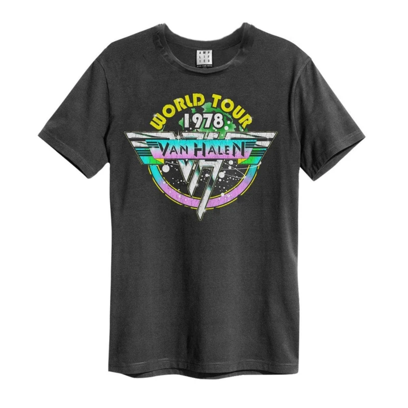 Image of Amplified Amplified Men World Tour 78' Van Halen T-Shirt in Charcoal Size: X-Small Charcoal XS Male 5063238020306