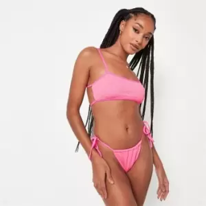 Missguided Scoop Neck Tie Back Bikini Top - Pink