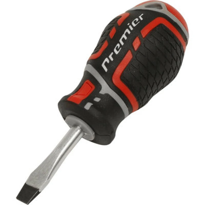Image of Loops PREMIUM Slotted 6 x 38mm Stubby Screwdriver - Ergonomic Soft Grip Magnetic Tip Multi