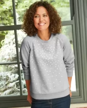 Cotton Traders Womens All-Heart Printed Sweatshirt in Grey